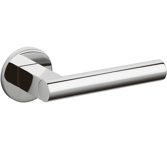 Olivari deurkruk Euclide + ronde geveerde rozet 51x5mm met nokken en doorgaande bevestiging Chroom