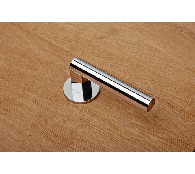 Olivari deurkruk Euclide + ronde geveerde rozet 51x5mm met nokken en doorgaande bevestiging Chroom