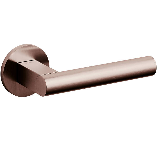 Olivari deurkruk Euclide + ronde geveerde rozet 51x5mm met nokken en doorgaande bevestiging Brons mat titaan PVD