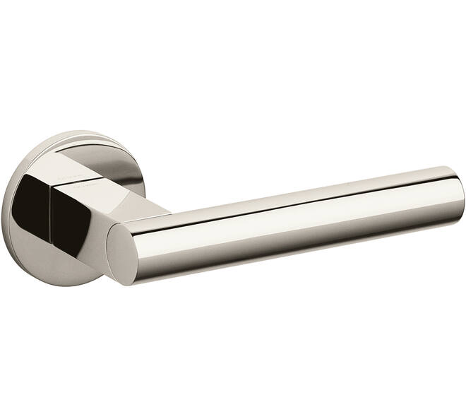 Olivari deurkruk Euclide + ronde geveerde rozet 51x5mm met nokken en doorgaande bevestiging Nikkel titaan PVD