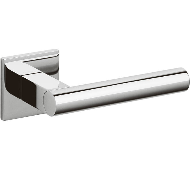 Olivari deurkruk Euclide Q + vierkant geveerde rozet 51x5mm met nokken en doorgaande bevestiging Chroom