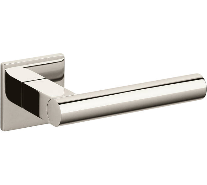 Olivari deurkruk Euclide Q + vierkant geveerde rozet 51x5mm met nokken en doorgaande bevestiging Nikkel titaan PVD