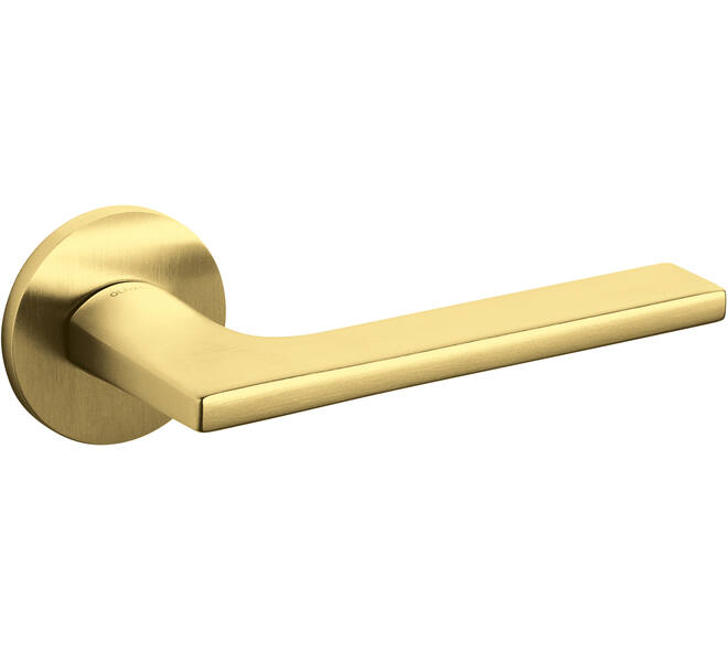 Olivari deurkruk Lotus + ronde geveerde rozet 51x5mm met nokken en doorgaande bevestiging Messing mat titaan PVD
