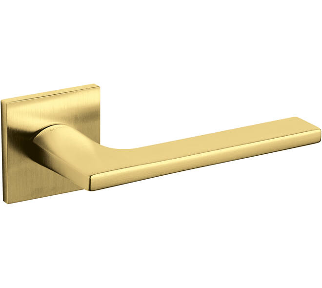 Olivari deurkruk Lotus Q + vierkante geveerde rozet 51x5mm opschroevende bevestiging messing mat titaan PVD