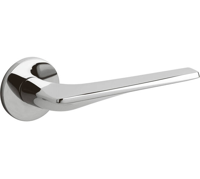 Olivari deurkruk Twist + ronde geveerde rozet 51x5mm met nokken en doorgaande bevestiging Chroom