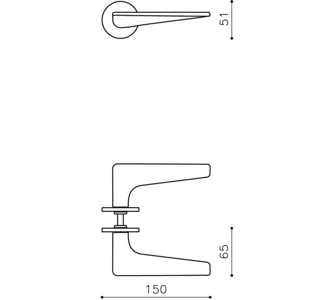 Olivari deurkruk Twist + ronde geveerde rozet 51x5mm met nokken en doorgaande bevestiging Chroom