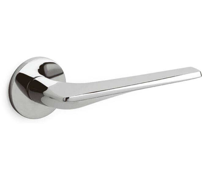 Olivari deurkruk Twist + ronde geveerde rozet 51x5mm opschroevende bevestiging Chroom