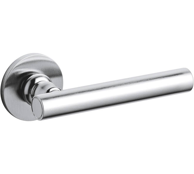 Olivari deurkruk Dolce Vita + geveerde rozet Ø51x5mm met nokken en doorgaande bevestiging Chroom mat