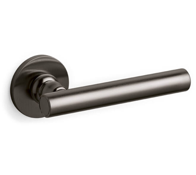 Olivari deurkruk Dolce Vita + ronde geveerde rozet 51x5mm opschroevende bevestiging Antraciet mat titaan PVD