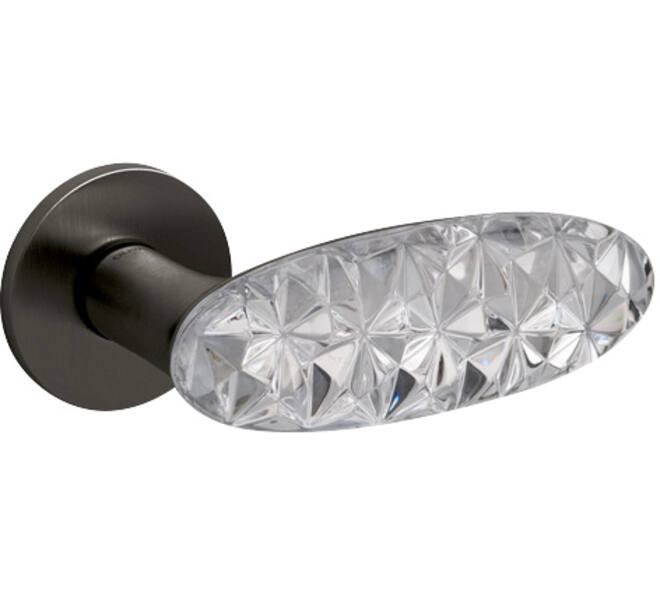 Olivari deurkruk Crystal Diamond + rond geveerde rozet 51x5mm Antraciet mat titaan PVD + diamond