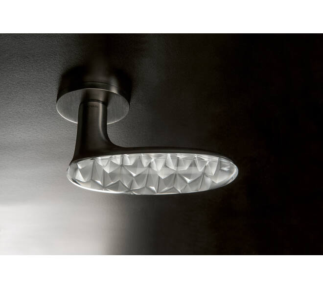 Olivari deurkruk Crystal Diamond + rond geveerde rozet 51x5mm Antraciet mat titaan PVD + diamond