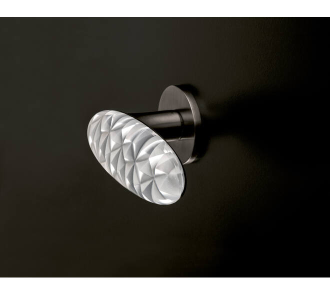 Olivari deurkruk Crystal Diamond + rond geveerde rozet 51x5mm Antraciet mat titaan PVD + diamond