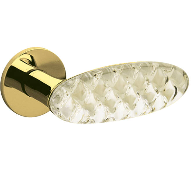 Olivari deurkruk Crystal Diamond + rond geveerde rozet 51x5mm Messing titaan PVD + diamond