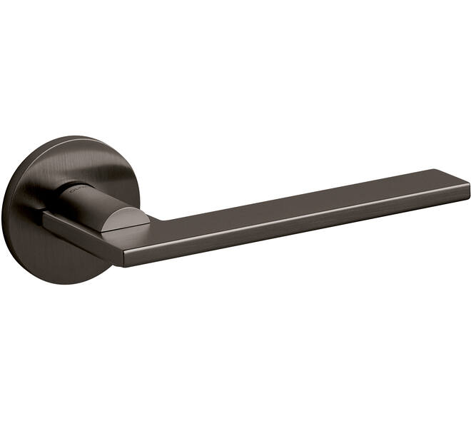 Olivari deurkruk Open + ronde geveerde rozet 51x5mm met nokken en doorgaande bevestiging Antraciet mat titaan PVD