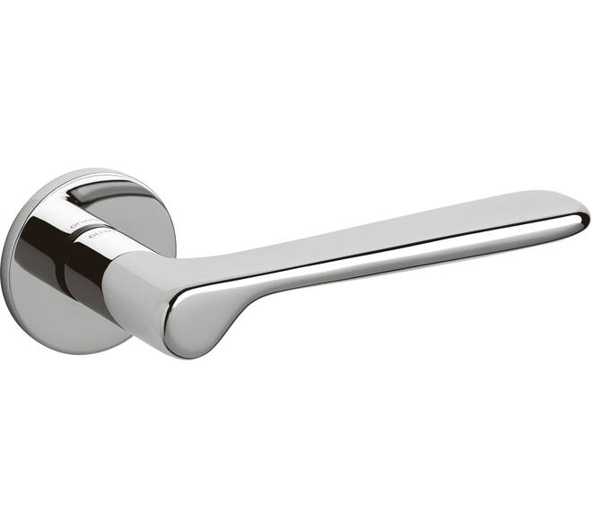 Olivari deurkruk Plume + geveerde rozet Ø51x5mm met nokken en doorgaande bevestiging chroom