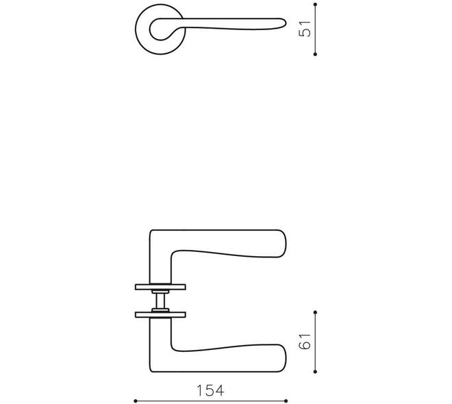 Olivari deurkruk Plume + geveerde rozet Ø51x5mm met nokken en doorgaande bevestiging chroom