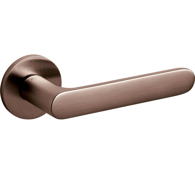 Olivari deurkruk Icona + ronde geveerde rozet 51x5mm met nokken en doorgaande bevestiging Brons mat titaan PVD