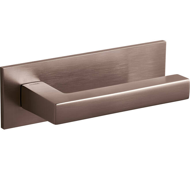 Olivari Deurkruk ABC + rechthoekig geveerd schild 162x51mm met doorgaande bevestiging Brons mat titaan PVD