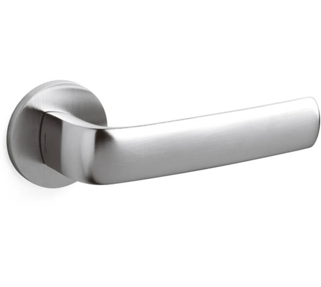 Olivari deurkruk Diva + ronde geveerde rozet 51x5mm met nokken en doorgaande bevestiging Chroom mat