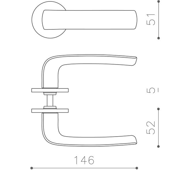 Olivari deurkruk Diva + ronde geveerde rozet 51x5mm met nokken en doorgaande bevestiging Brons mat titaan PVD