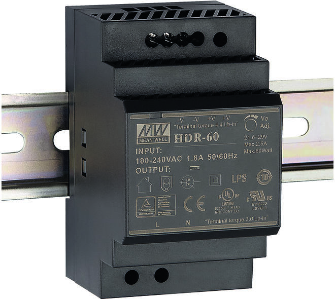 Voeding 24 V voor montagerail 230 V AC / 24 V DC, 2.5 A