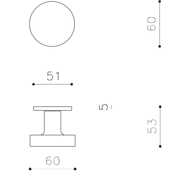 Olivari deurknop vast Link + rond rozet 51x5mm RVS mat titaan PVD
