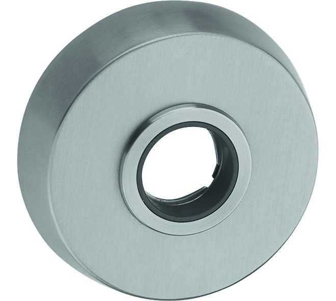 Veiligh.knop rozet rond met Q-gat RVS Ø53X12mm inclusief 8mm klik rozet met bevestiging 2 x M5
