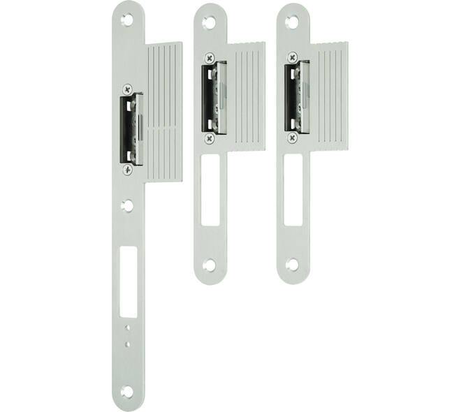 Sluitplaat afgerond hout vlak RVS nastelbaar 0-3mm tbv.6-pnts. Freewaylock met lip ls / rs bruikbaar. 24x270x3 / 24x185x3mm (2stuks)