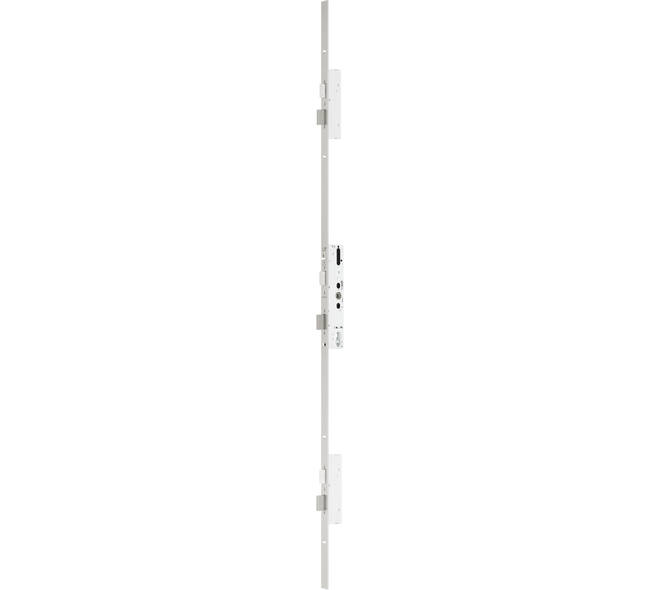Freeway Lock-6 pnts veiligheids D+N slot doornmaat 60mm PC92 met 9mm krukgat standaard 3 kantelschoten+ 3 nachtschoten voorzien van vlakke roestvaststalen  voorplaat 20x1950mm Din RS