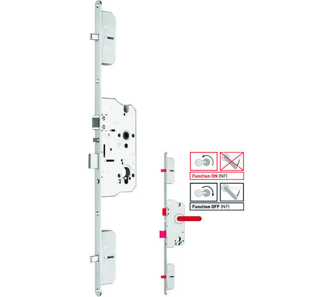 zelfvergrendelend 4-punts paniekslot E+ met nachtfunctie PC 72 RVS VPL.20x1744mm DM 65mm/Krukgat 9mm Din LS