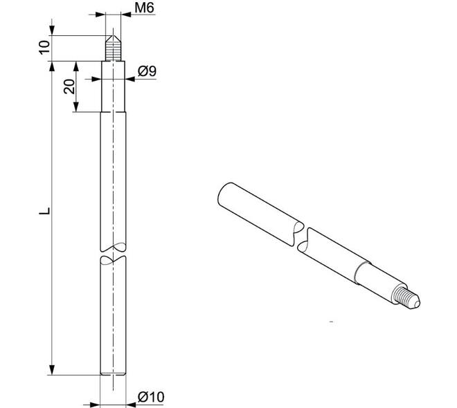 Espagn.onderstang 1487x10mm m 6 massief