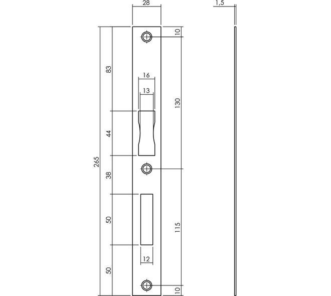 Sluitplaat 265x28  D+N vlak 4000 serie