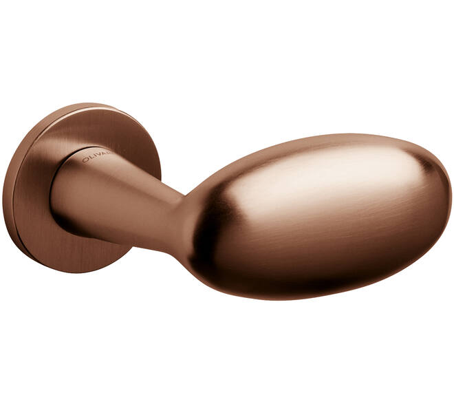 Olivari gatdeel Blindo rechts wijzend + rond rozet 51x5mm Koper mat titaan PVD