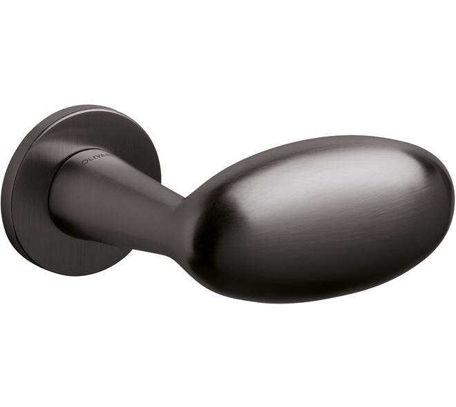 Olivari gatdeel Blindo rechts wijzend + rond rozet 51x5mm Antraciet mat titaan PVD