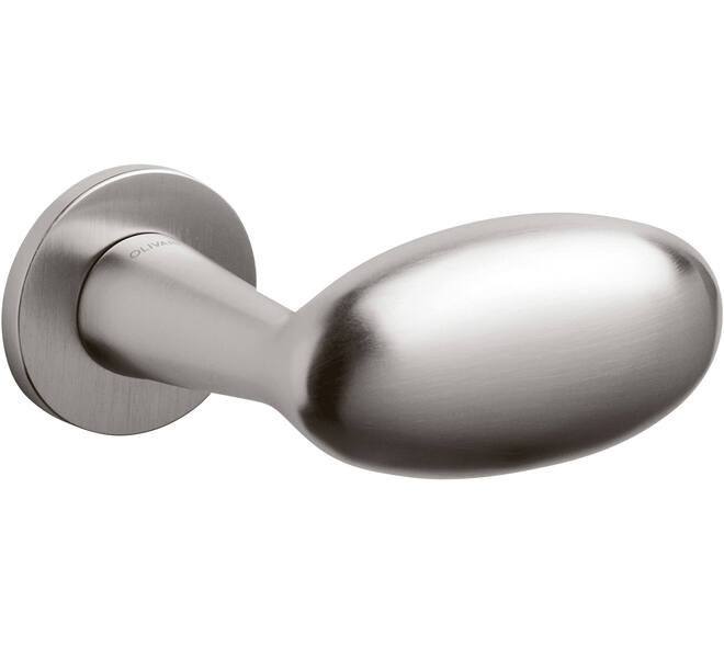 Olivari deurknop vast Blindo rechts wijzend + rond rozet 51x5mm met nokken en doorgaande bevestiging RVS mat titaan PVD