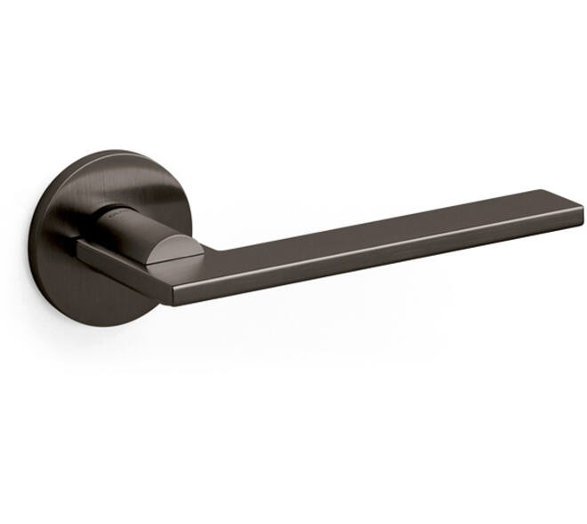 Olivari gatdeel rechtswijzend Open + ronde geveerde rozet 51x5mm met nokken en doorgaande bevestiging Antraciet mat titaan PVD