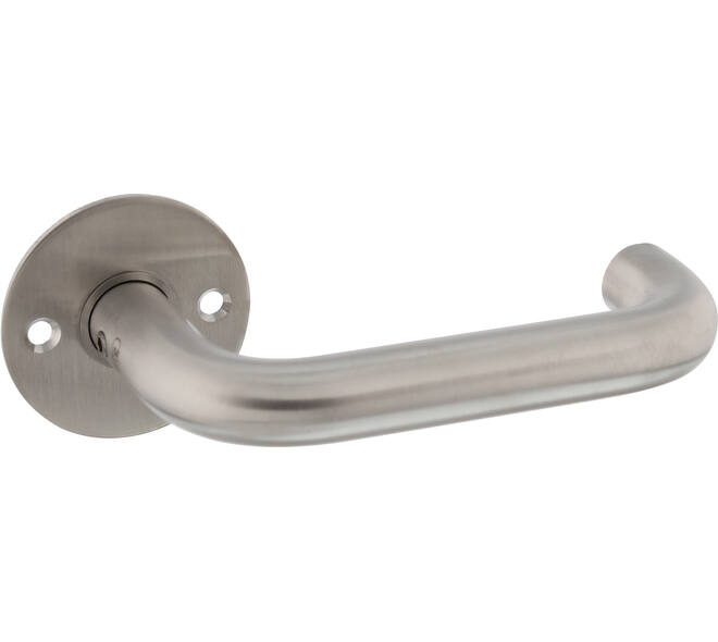 Deurkruk Gatdeel, D-model Ø18mm voor 8mm stift, vastdraaibaar op rozet Ø55mm met 2 schroefgaten h.o.h 38mm