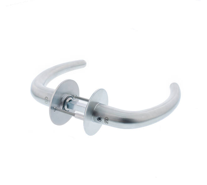 Deurkruk Sabel model met 8mm stift, vastdraaibaar op rozet Ø55mm