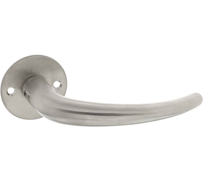 Deurkruk Gatdeel, Sabel model voor 8mm stift, vastdraaibaar op rozet Ø55mm met 2 schroefgaten h.o.h 38mm