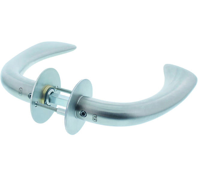 Deurkruk model "Erick" met 8mm stift, vastdraaibaar op rozet Ø55mm