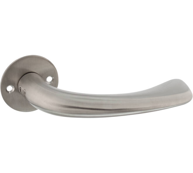 Deurkruk Gatdeel, model "Erick" voor 8mm stift, vastdraaibaar op rozet Ø55mm met 2 schroefgaten h.o.h 38mm