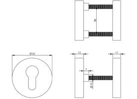 SKG3 veiligheidsrozetten rond verdekt ø55x12mm profielcilindergat messing ongelakt