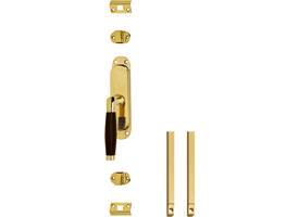 Set kruk-espagnolet links Ton 222 inclusief stangenset 2x 1250mm messing ongelakt /ebbenhout