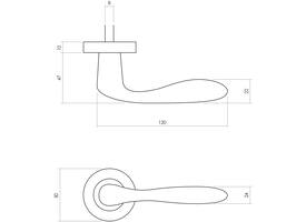 Deurkruk Banaan met rozet verdekt ø49x7mm messing getrommeld