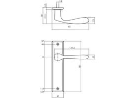 Deurkruk Banaan met schild rechthoekig 181x41mm blind messing getrommeld