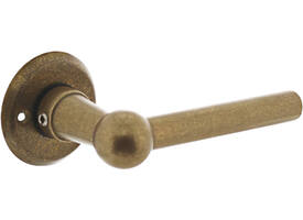 Deurkruk L/L bol met rozet ø50x5mm messing getrommeld