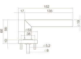 Gatdeel Jura op rozet verdekt ø53x10mm PVD messing getrommeld