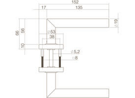 Deurkruk Jura op rozet verdekt ø53x10mm PVD messing getrommeld