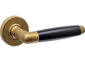 Gatdeel Combinatie op rozet verdekt ø53x10mm PVD messing getrommeld/zwart