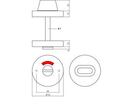 WC-sluiting verdekt ø53x10mm met stift 8x8mm PVD messing getrommeld